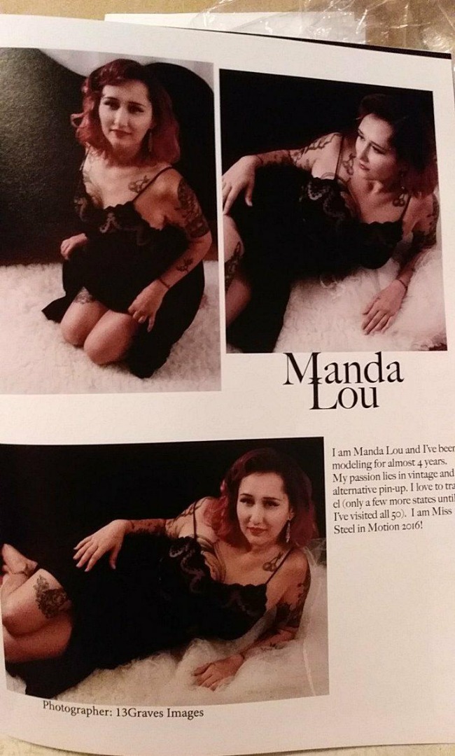 Female model photo shoot of Manda_Lou in Lipstick and Lashes magazine