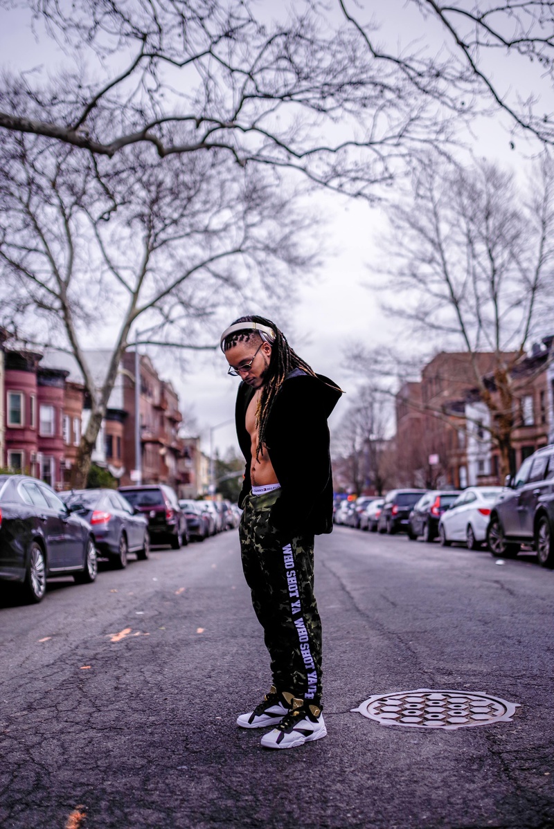Male model photo shoot of Vipe x Feetz in Crown Heights
