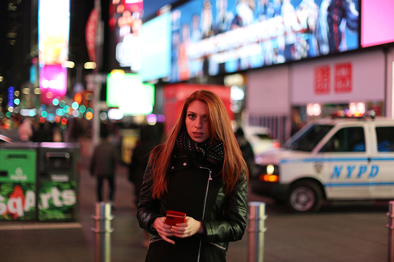 Female model photo shoot of Teressa Jo in Time Square