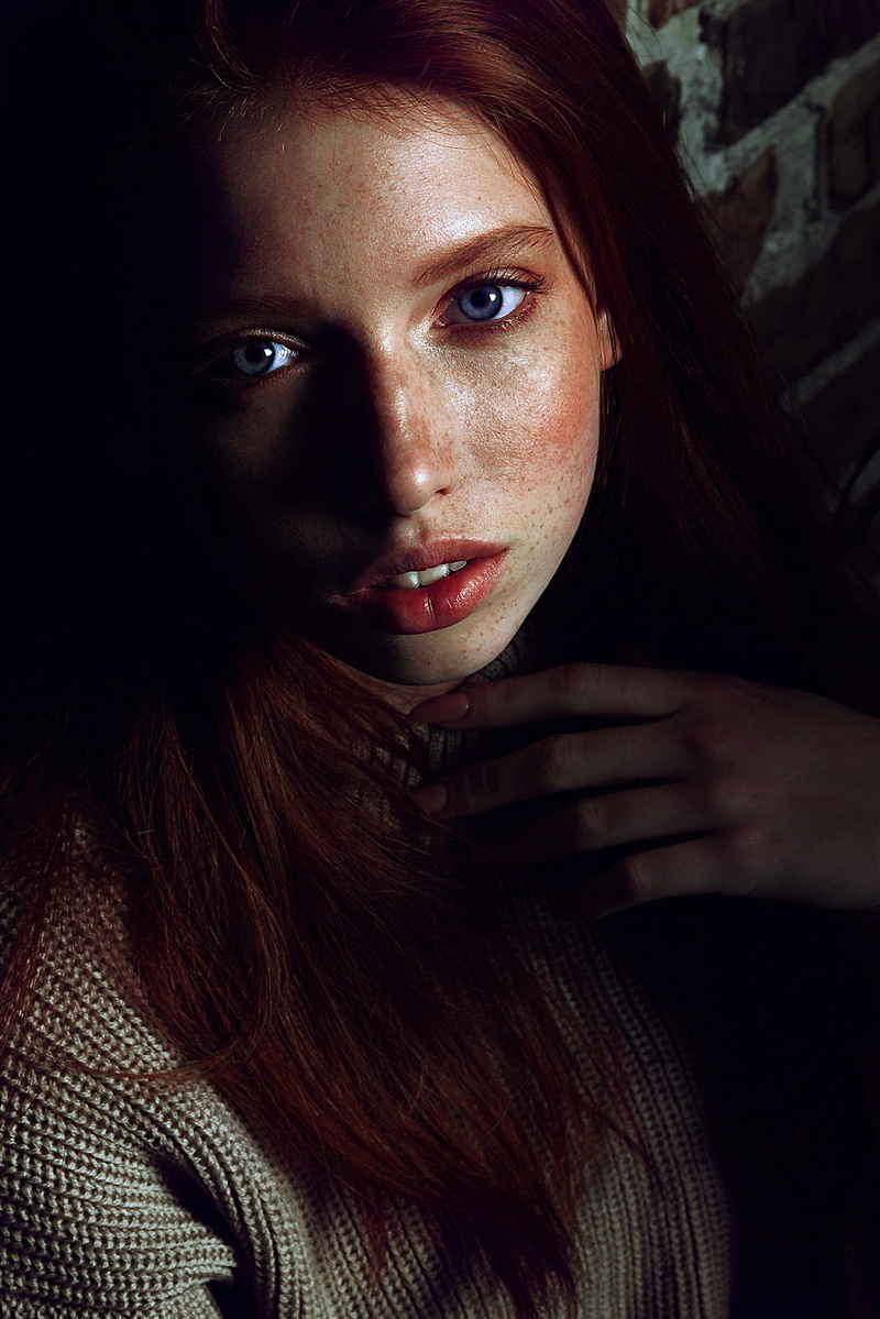 Female model photo shoot of Larisa Shatalova in https://www.behance.net/gallery/60488061/Before-After-Ginger