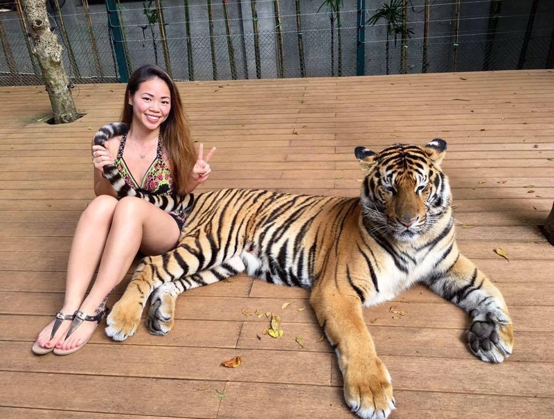Female model photo shoot of IamMei in Tiger Kingdom, Chiangmai, Thailand