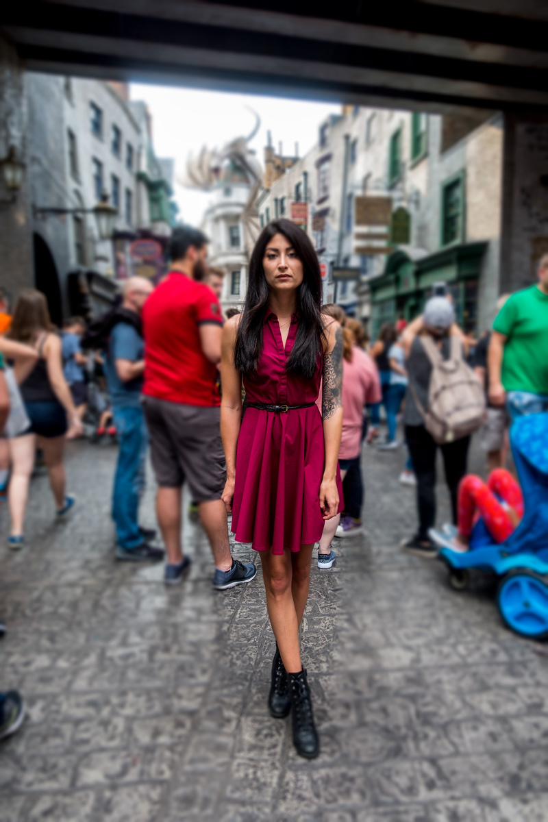 Male and Female model photo shoot of JonRameyPhotography and mckenziefrenzie in Diagon Alley- Universal