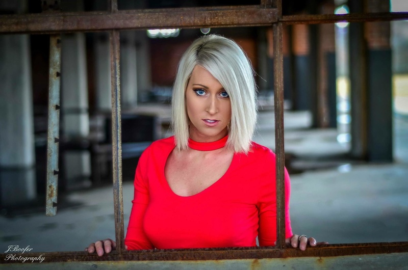 Female model photo shoot of Atomic Blonde