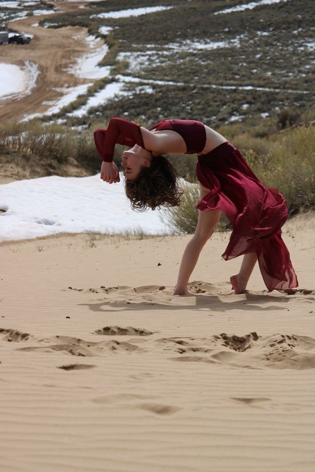 Female model photo shoot of LyndsieSundvall in Colorado Sand Dunes