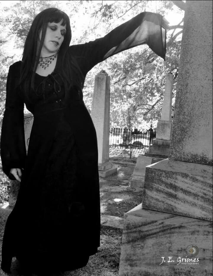 Female model photo shoot of TJ Sanson by J Eric Grimes in Historic Oakland Cemetery