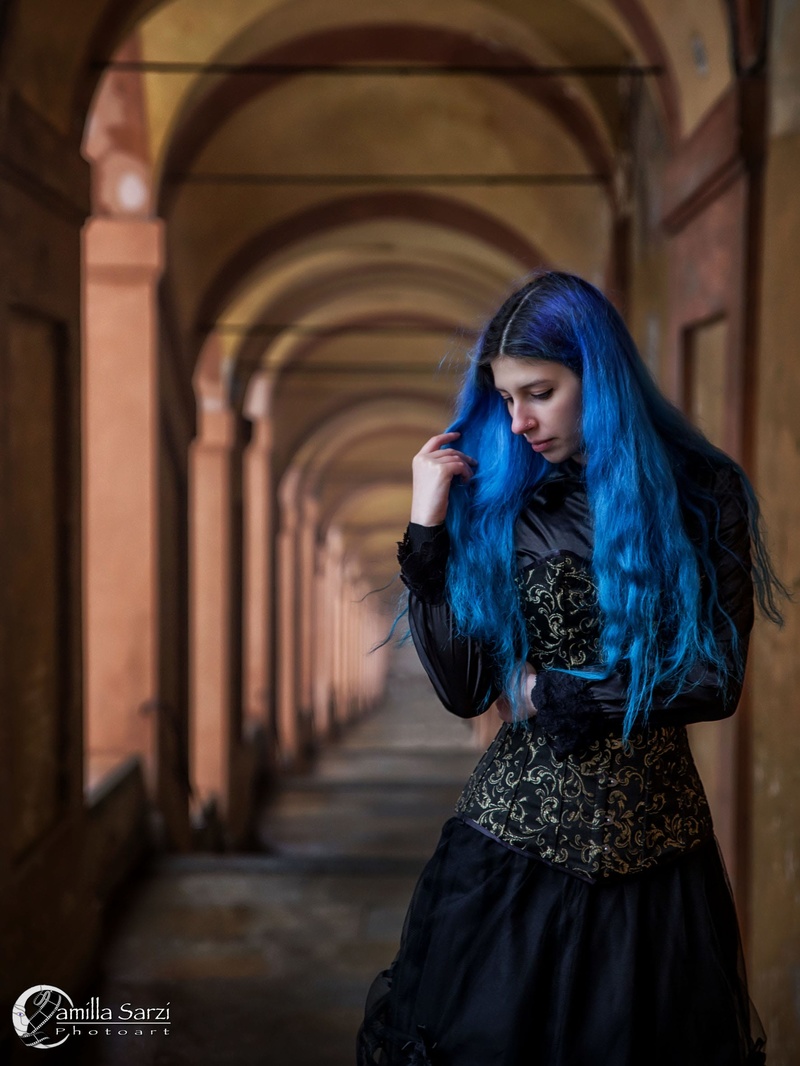 Female model photo shoot of Mademoiselle J Noir in Santuario della Madonna di San Luca, Bologna