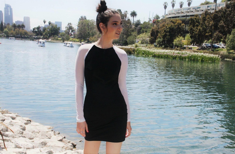 Female model photo shoot of Adriana Natale in Echo Park, clothing designed by Melanie_Studio