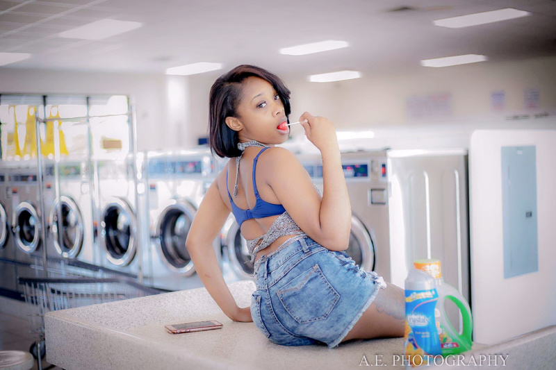 Female model photo shoot of Twest89 in Laundry mat