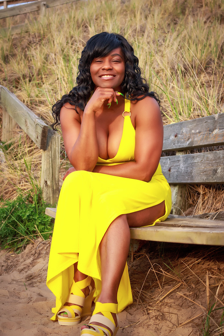 Female model photo shoot of Brownskin the model by R Willams Photos in Beach