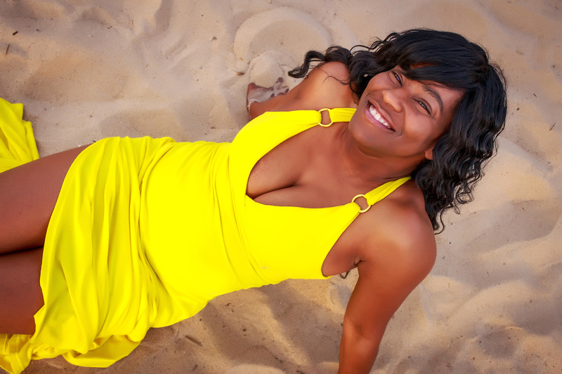 Female model photo shoot of Brownskin the model by R Willams Photos in Beach