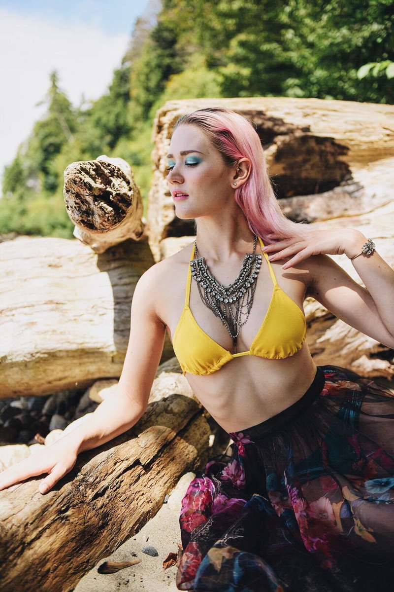Female model photo shoot of Emily Johnston Designs in Wreck Beach
