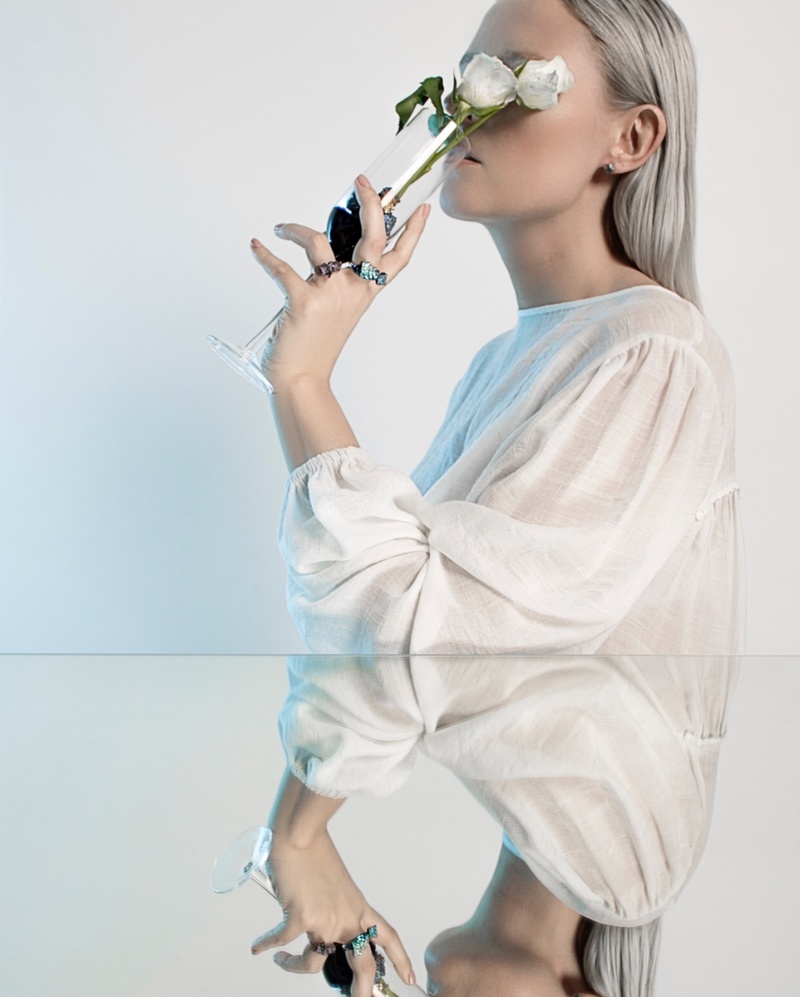 Female model photo shoot of Noemie Asbyornsen in London, Kitsh Studios