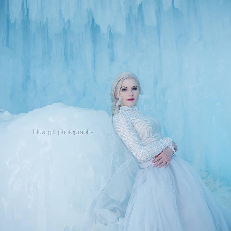 Female model photo shoot of Savannah R McCarthy in Ice Castles, Dillon, CO