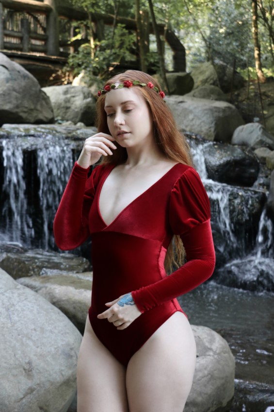 Female model photo shoot of Kat Dean, clothing designed by SonnetCXVI