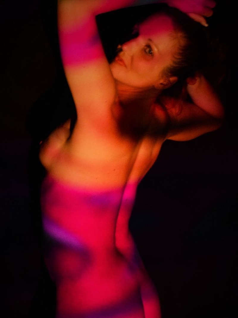 Female model photo shoot of blye eyed devil