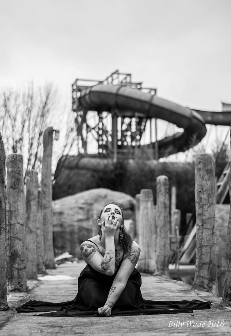 Female model photo shoot of Liliana Vex in Abandoned water park