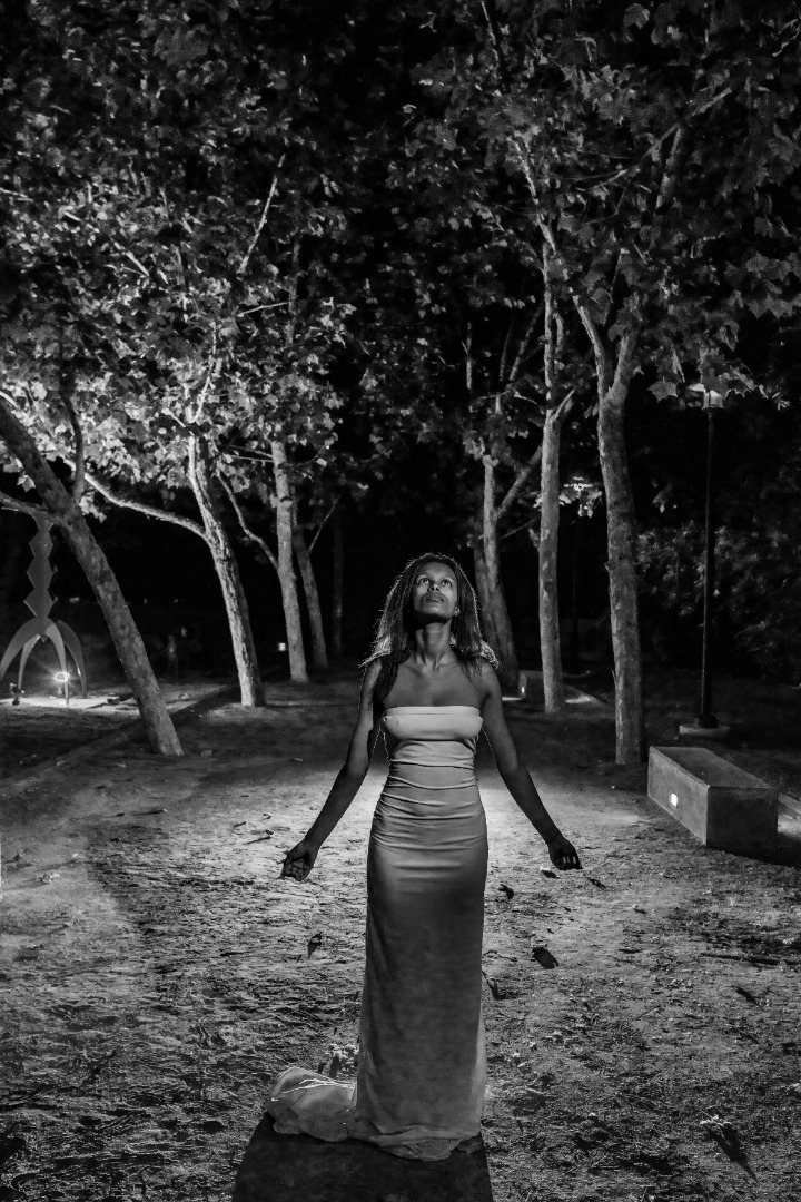 Female model photo shoot of Malaya Hope in Cerritos Sculpture Garden