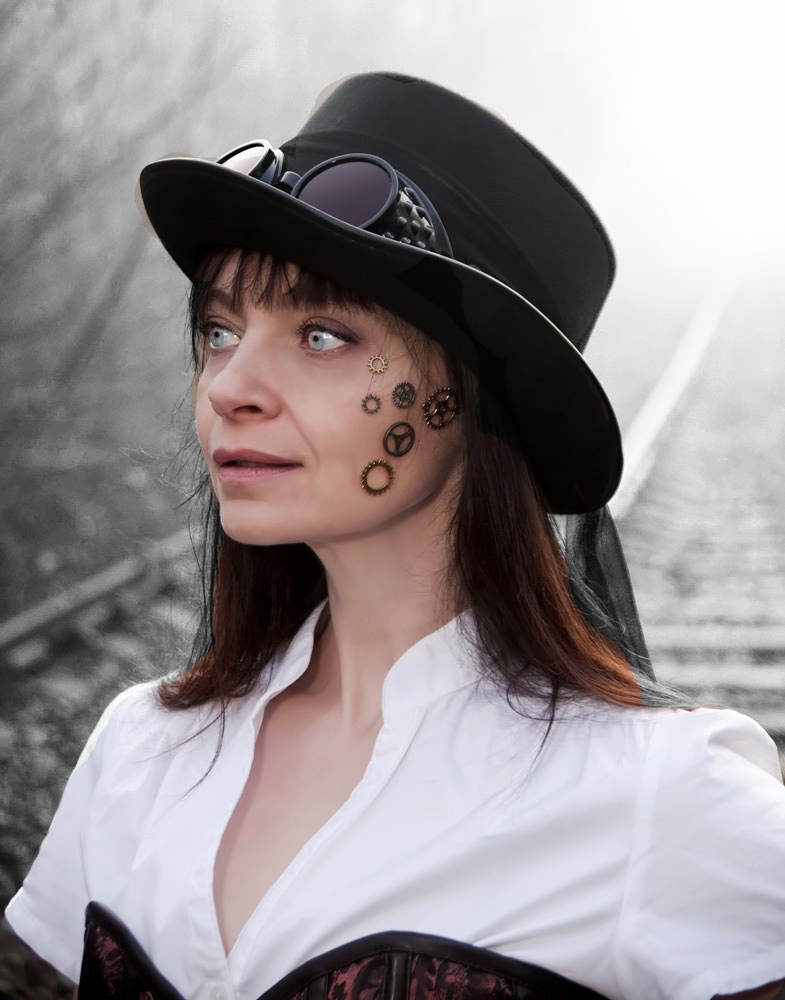 Female model photo shoot of English__Rose in Abandoned Train Tracks UK