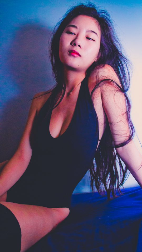 Female model photo shoot of mina song in blue