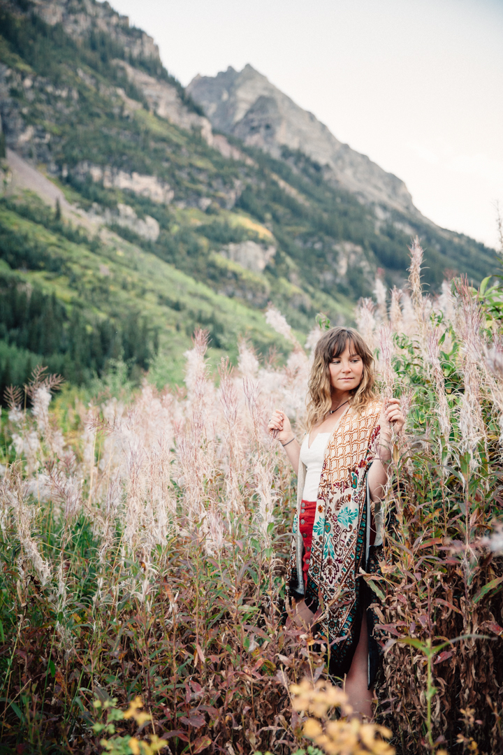 Female model photo shoot of Mallorywilliams in Maroon Bells