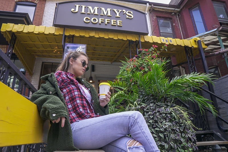 Female model photo shoot of Jenna Ferguson in Jimmys Coffee