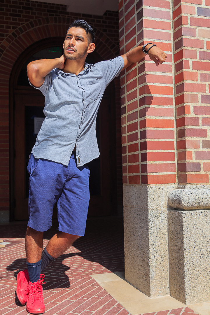 Male model photo shoot of Sergio Arellano in USC Campus