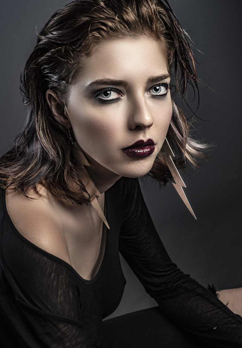 Female model photo shoot of Kristen May Love in Panasonic Luminex Photostudio