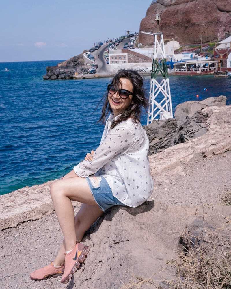 Female model photo shoot of Saloni Agarwal in Santorini, Greece