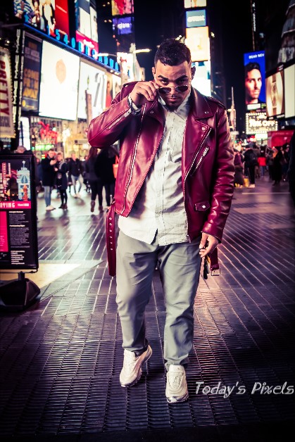 Male model photo shoot of Todays Pixels in Time Square NYC