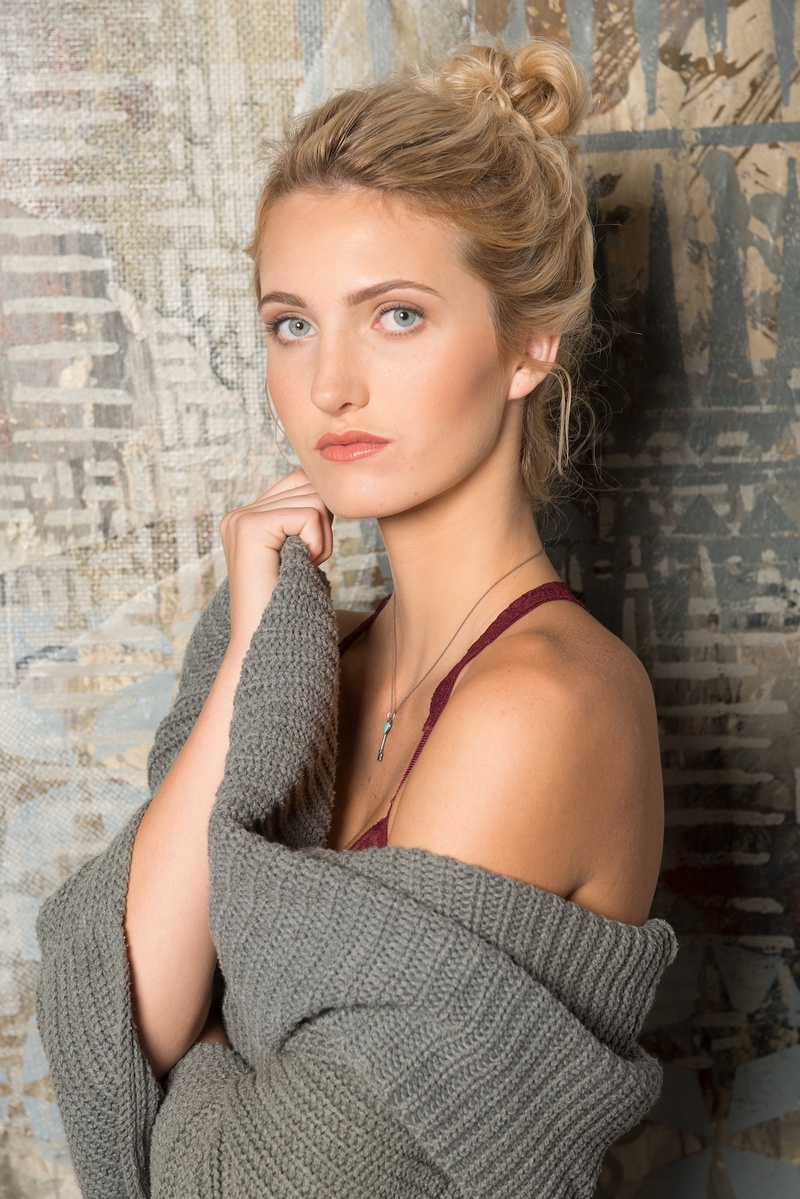Female model photo shoot of Madisonleann in The Jesus Wall - Brewery Artist Lofts
