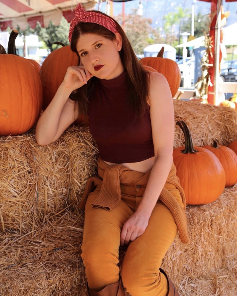 Female model photo shoot of Natasha Najjar in Pasadena Pumpkin Patch