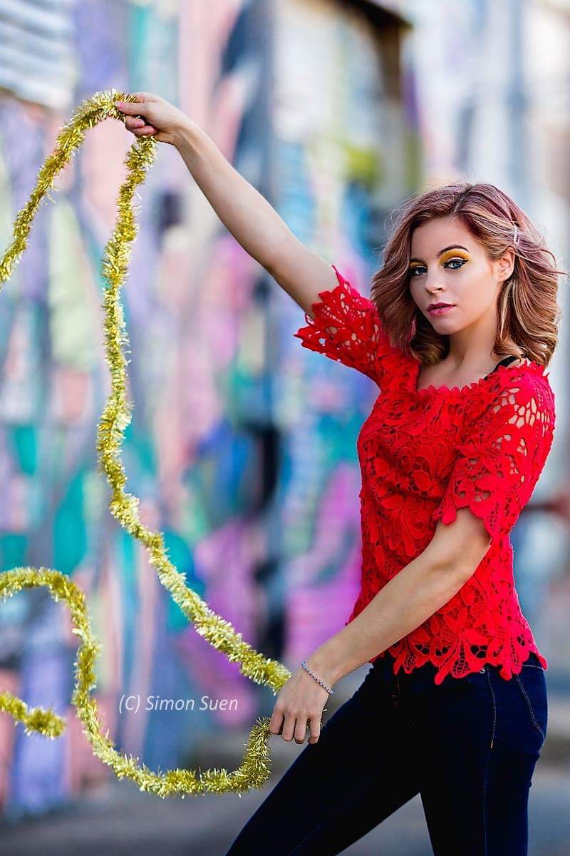 Female model photo shoot of Therebeccafranklin in Houston graffiti park