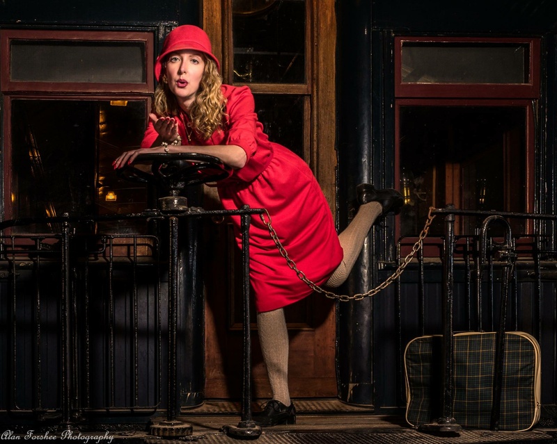 Female model photo shoot of margretcoquette in St. Louis Museum of Transportation, MO