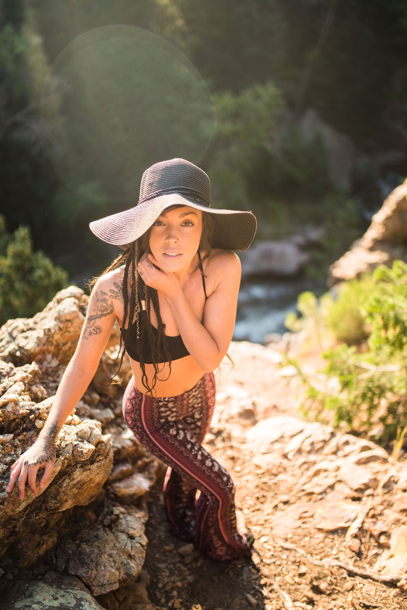 Female model photo shoot of tinygirlofficial in Eldorado Canyon, CO