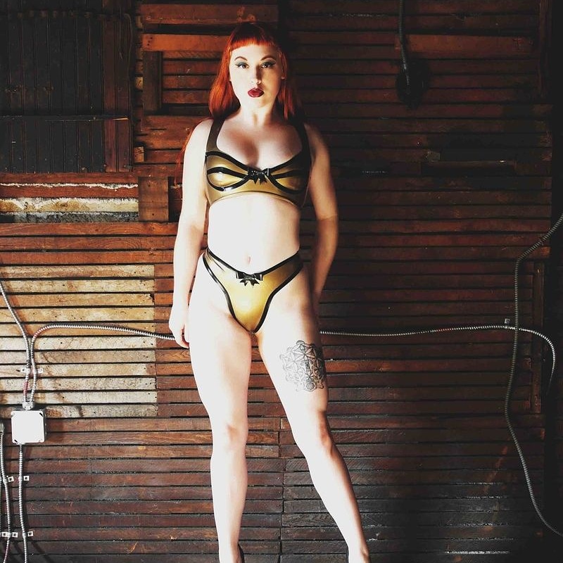 Female model photo shoot of nyxiamodel, clothing designed by Westward Bound Latex 