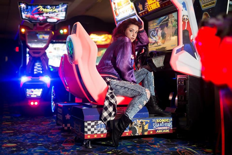 Female model photo shoot of alexandriahampton in Flashback Arcade
