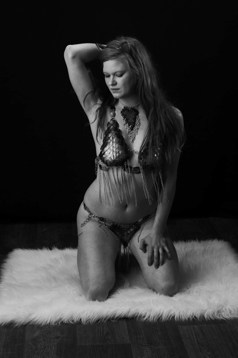 Female model photo shoot of Becca Myhren in Kansas City, wardrobe styled by The-Armorer