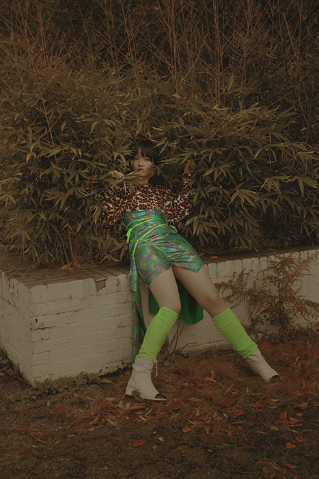 Female model photo shoot of alex phillips, clothing designed by Hi Hairy