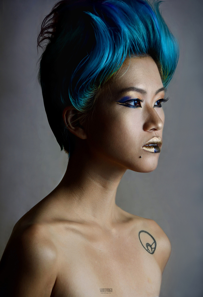 Female model photo shoot of Santiyago Makeup by Kaimera Studio in Singapore