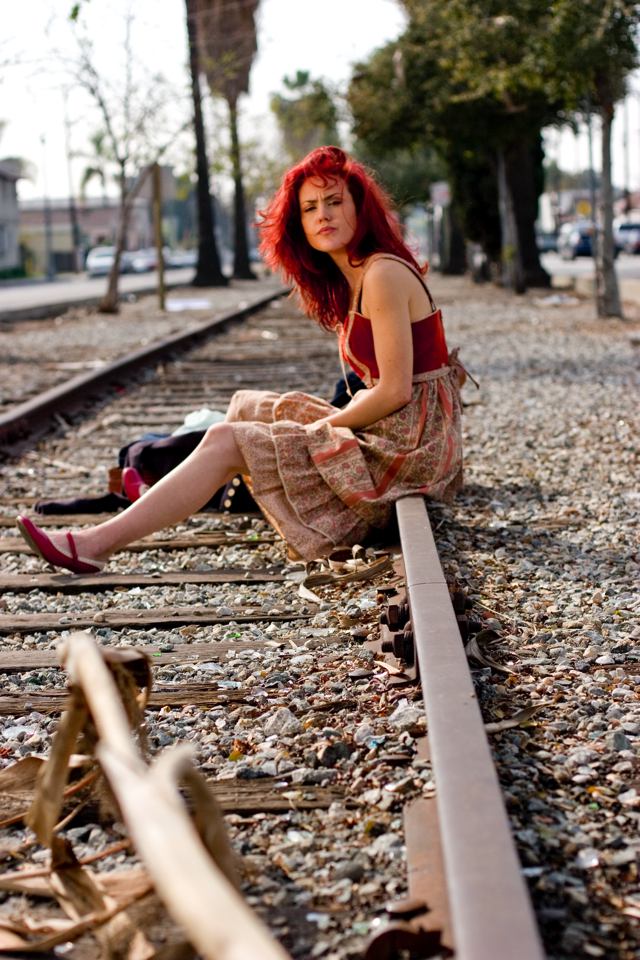 Female model photo shoot of Amanda Klein in USC traintracks