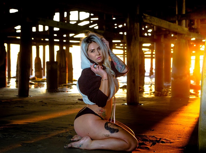 Female model photo shoot of IamJessicaSue in Crystal pier, San Diego