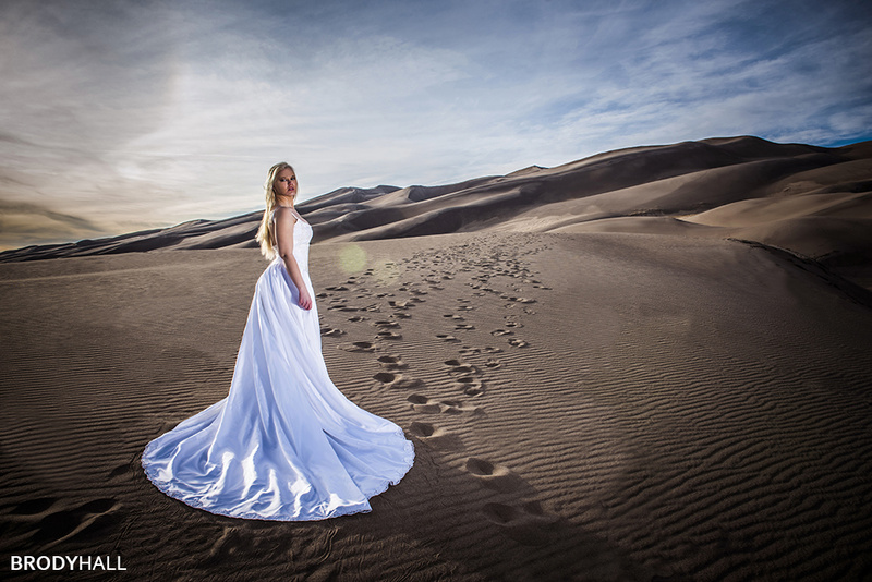 Male and Female model photo shoot of Brody Hall Photography and inkedbarbie in Great Sand Dunes, Colorado