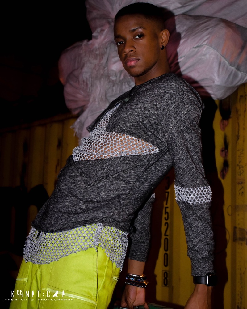 Male model photo shoot of KymitCai in Bronx River Park, Bronx NY, clothing designed by NOAH