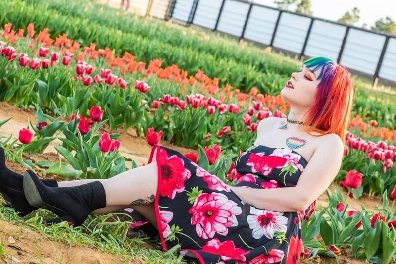 Female model photo shoot of AliceBangz in Texas Tulips