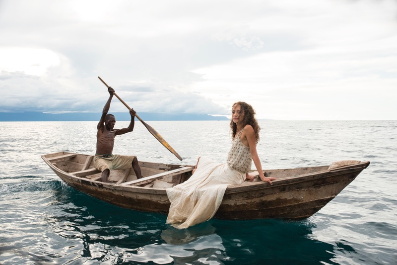 Female model photo shoot of Gloria Huwiler Raen in Lake Tangayika, Zambia