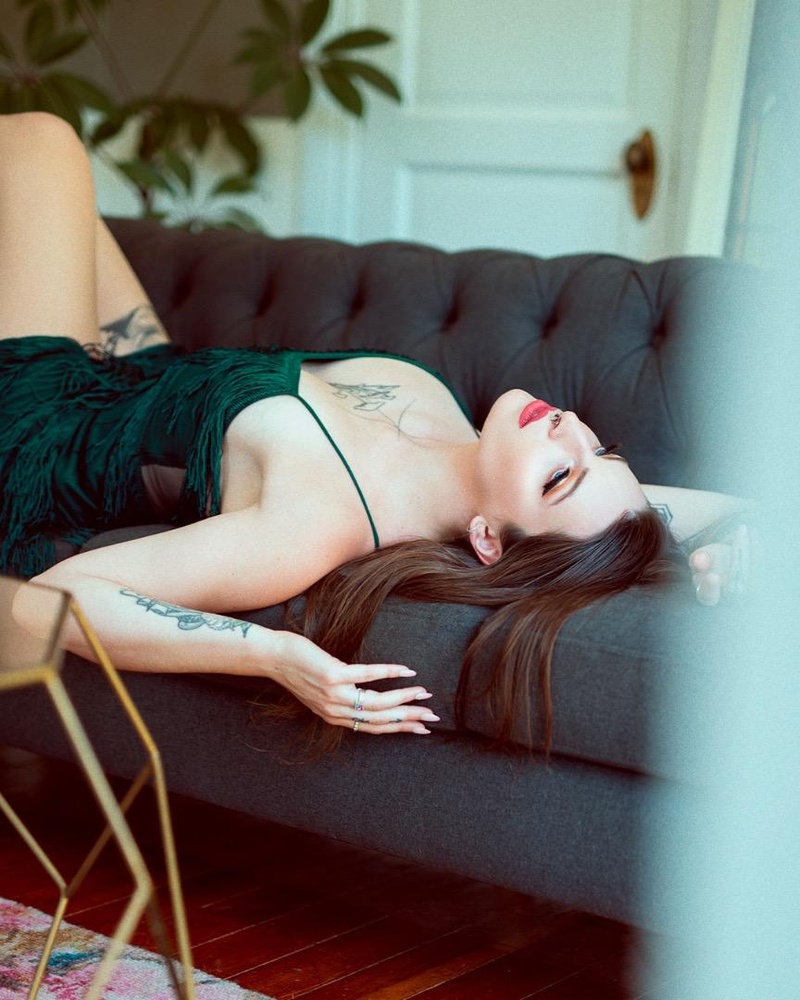 Female model photo shoot of Red Elextra