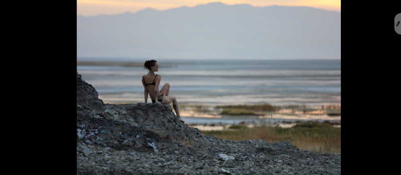 Female model photo shoot of EddieRayXOX in Black Rock, Saltair