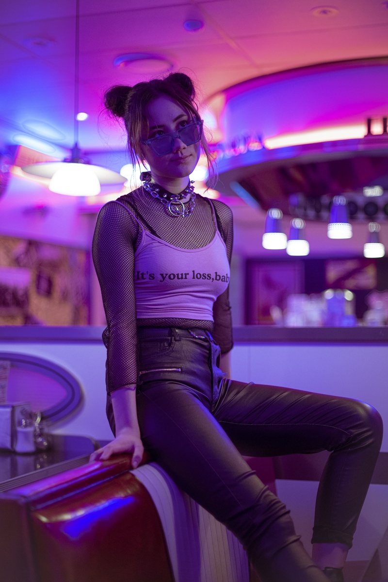 Female model photo shoot of Catserro in Diner 66