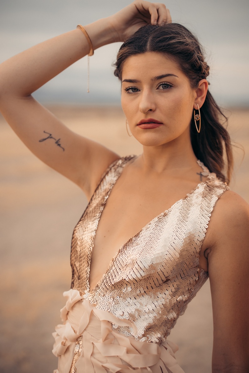 Female model photo shoot of KayDanielleCook in Trona California