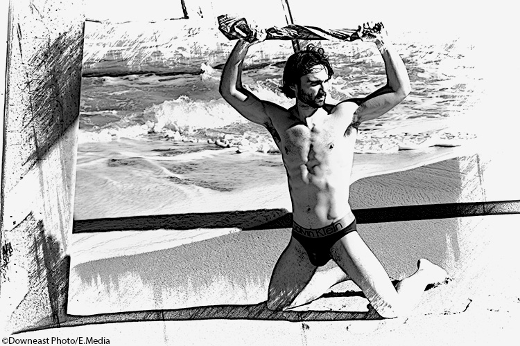 Male model photo shoot of Roman Fischer by Downeastphoto in beach